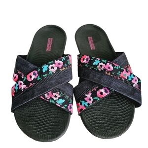Skechers Black Floral Sandals